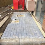 Brick paving to rear garden terrace at West Hampstead for Ballymore